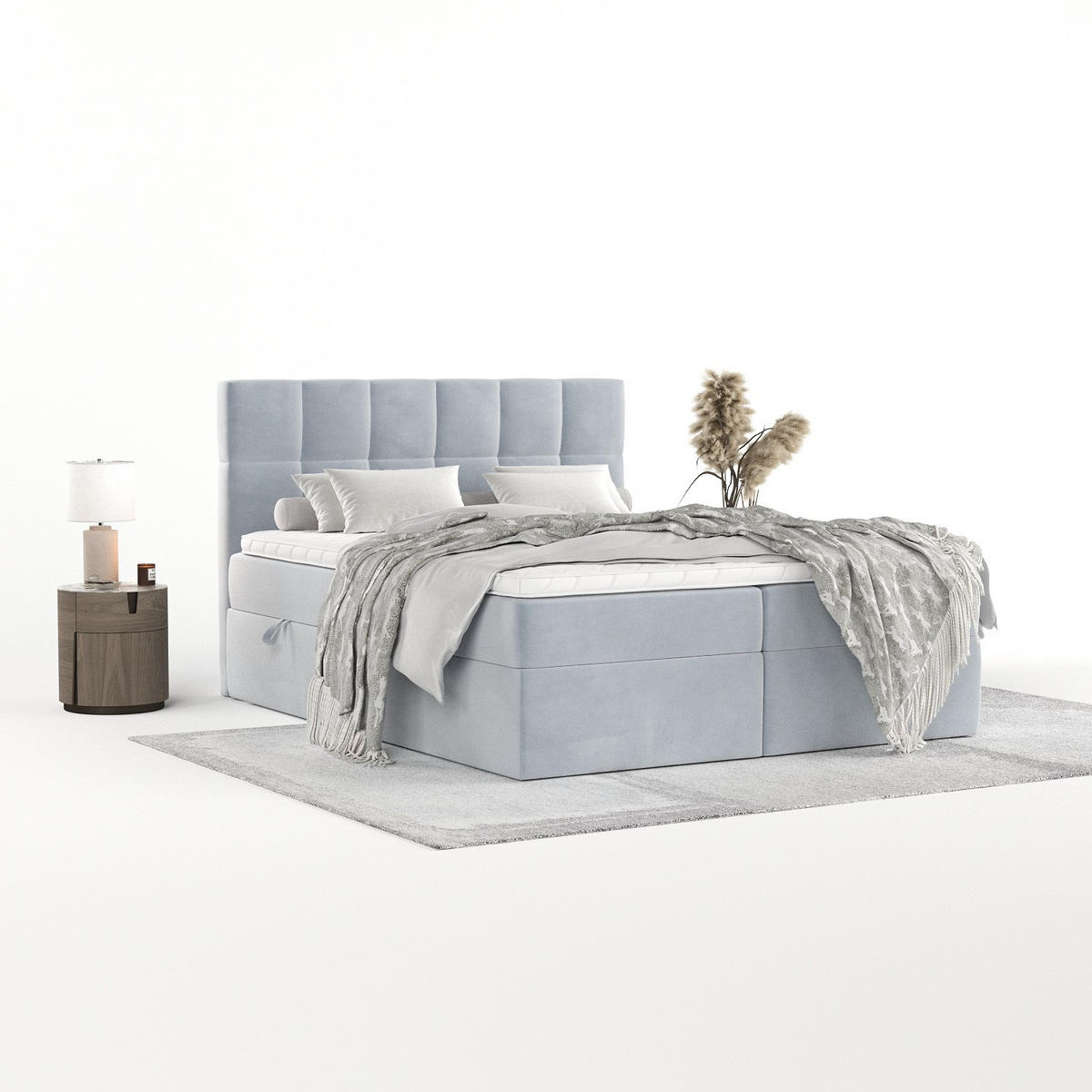 POSTEL BOXSPRING VARENO 160/200 Světle šedá - černá/světle šedá, kov/dřevo (160/200cm) - AltaBeds