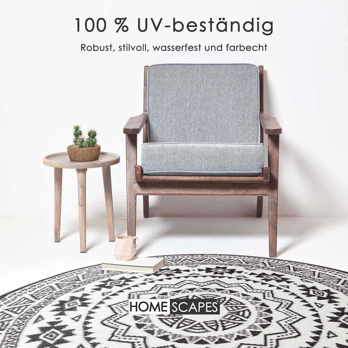 OUTDOORTEPPICH mit Ethno-Muster rund 180 cm - Multicolor, Kunststoff (180/180cm) - Homescapes