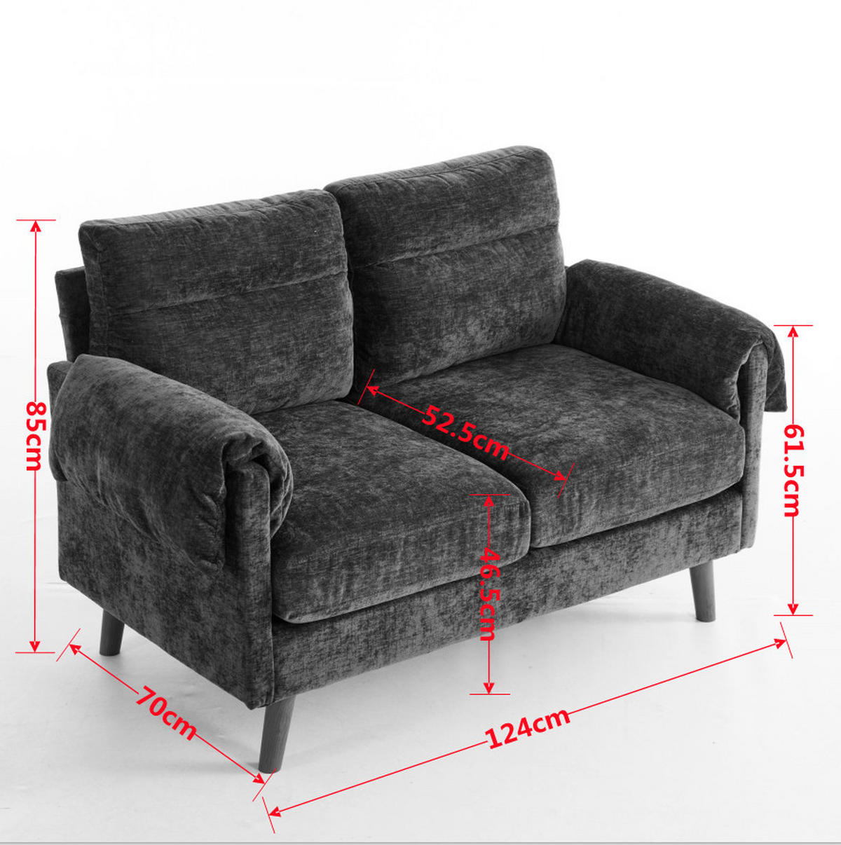 SOFA 2-Sitzer aus Chenille Beige - Beige, Holzwerkstoff (70/85/124cm) - Meubliv