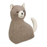 DÖRRSTOPP Brun katt textil - Brun, Textil/Naturmaterial (22/10cm) - Relaxdays