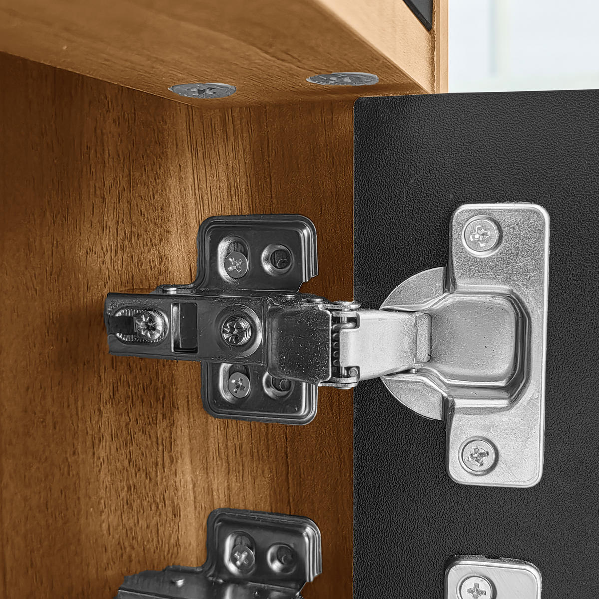 TV-SCHRANK 170/38/47 cm schwarz Spanplatte mit 4 Türen mit Streifendesign - Schwarz, Holzwerkstoff (170/47/38cm) - OKWISH