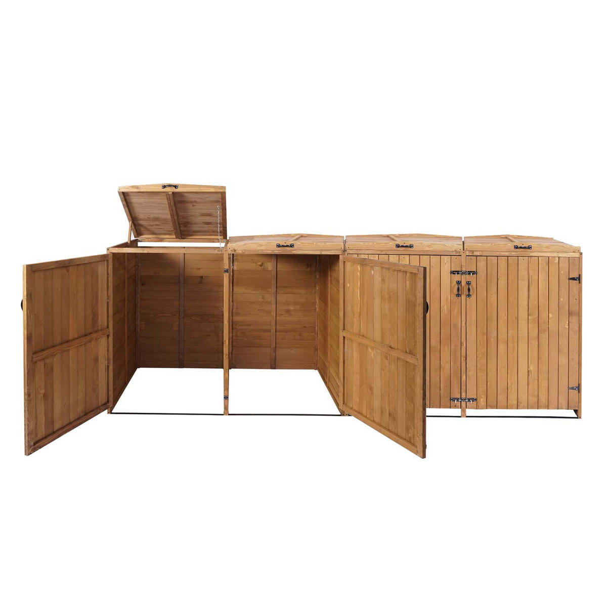 MÜLLTONNENBOX XL 4er-/8er HxBxT 126x316x98cm Braun Holz - Braun, Holz (316/126/98cm) - PROREGAL