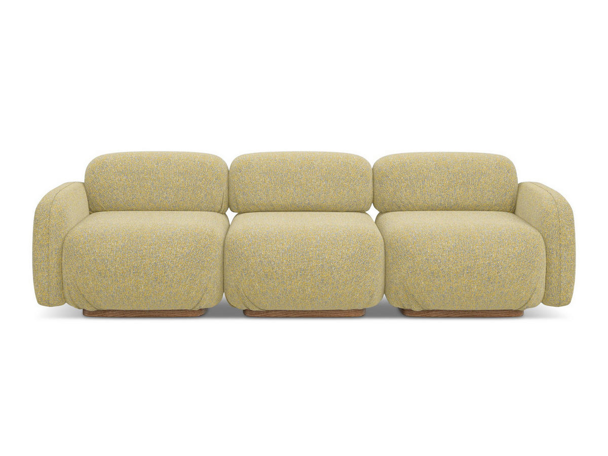 4-SITZER-SOFA Strukturstoff Stoff Gelb - Currygelb/Gelb, Holz/Textil (270/73/95cm) - Makamii