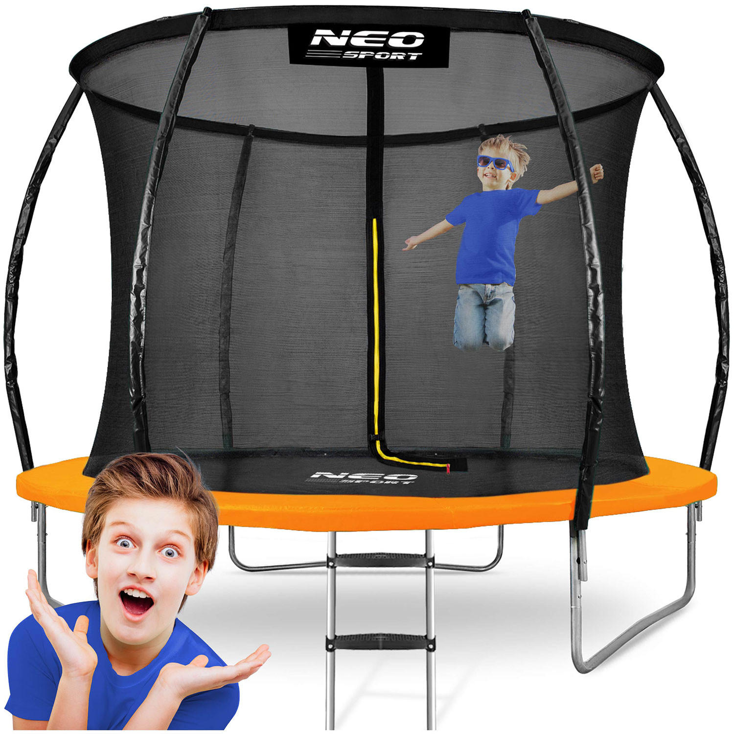PROFILIERTES Gartentrampolin 10 ft/312 cm mit Innennetz - Orange, Metall (312/312cm)