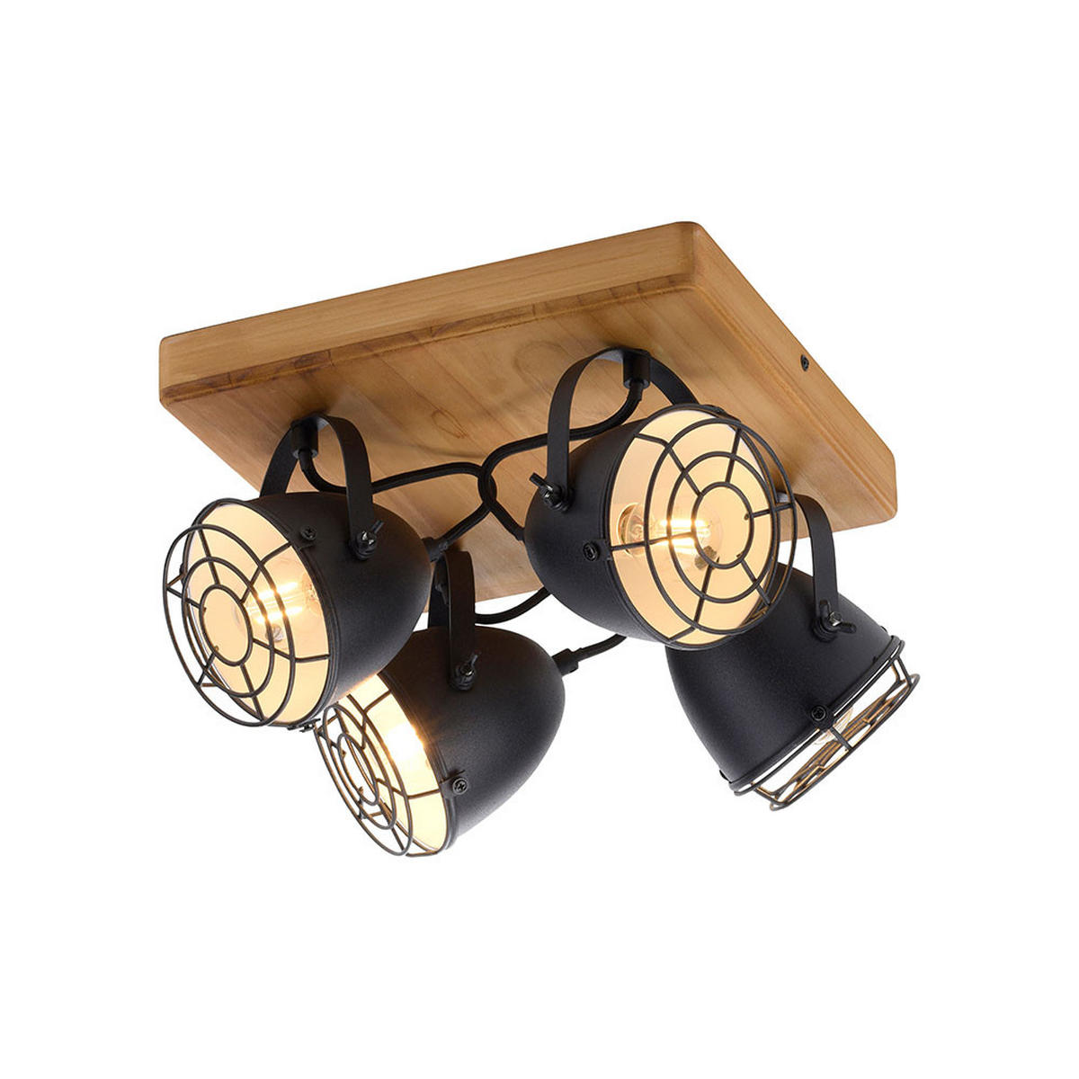 LED DECKENLEUCHTE Metall Schwarz Holz - Schwarz, Holz (31/31/20cm)