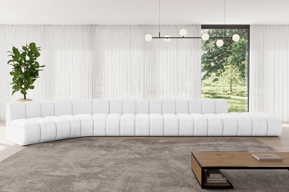 ECKSOFA modulares Sofa Brilo-L3 - 562x174x70 cm Weiß - Weiß, Holzwerkstoff/Textil (562/174cm) - ALTDECOR
