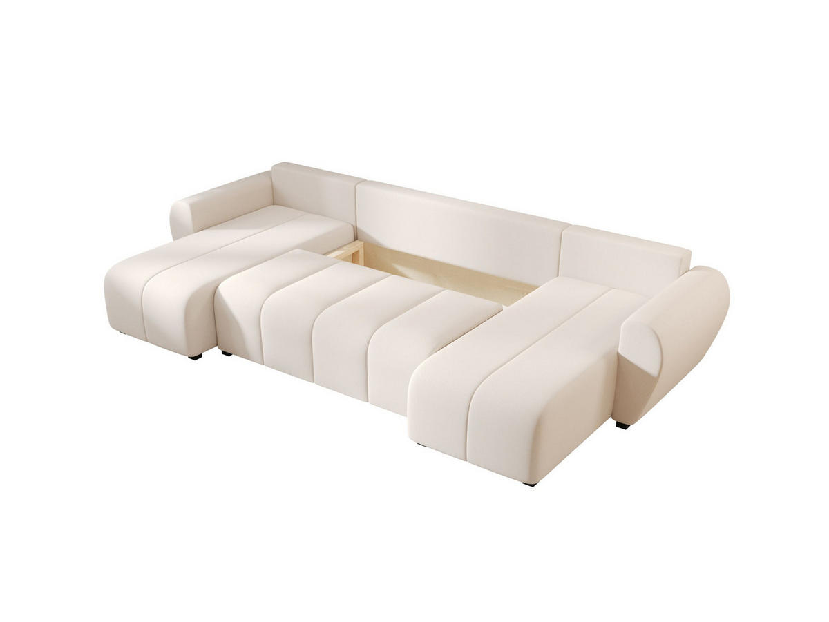 WOHNLANDSCHAFT MOLISA U Cosmic 10 mit Schlaffunktion - Beige, Textil (303/82/208cm) - Bedante