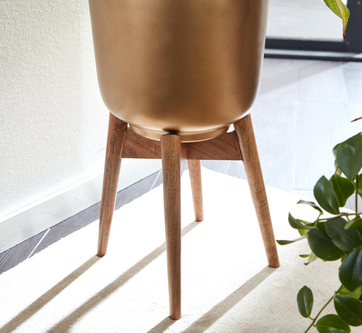 PFLANZKÜBEL Set Alu und Holz Gold/Braun modern 2-teilig - Goldfarben, Metall (51cm) - KADIMA DESIGN