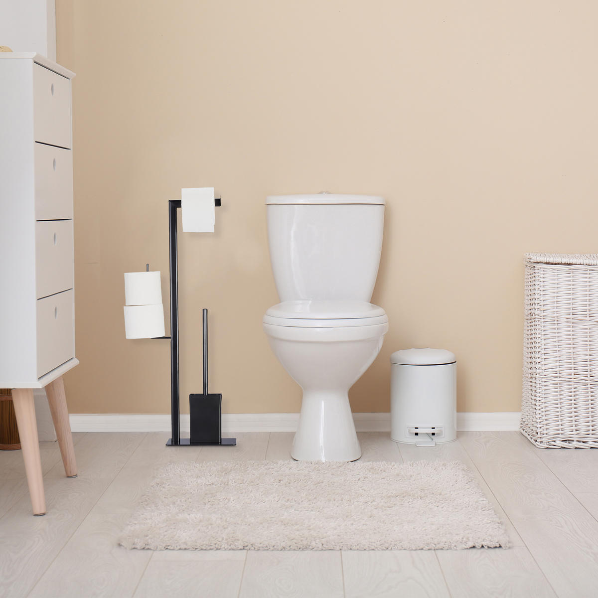 WC Garnitur - Schwarz, Metall (25/72/20cm) - Relaxdays