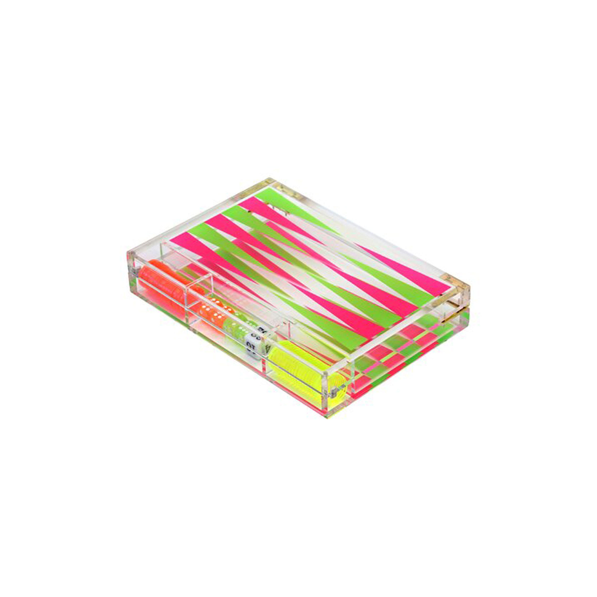 BRETTSPIEL Backgammon Tokio, Acryl, Bunt, 22.7 x 15.5 cm - Transparent, Kunststoff (15.5/22.7cm) - Gift Company