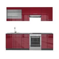 KÜCHENZEILE Fame-Line Bordeaux Hochglanz 240 cm ohne AP - Bordeaux/Anthrazit, Holzwerkstoff (240/81.6/46cm) - Vicco