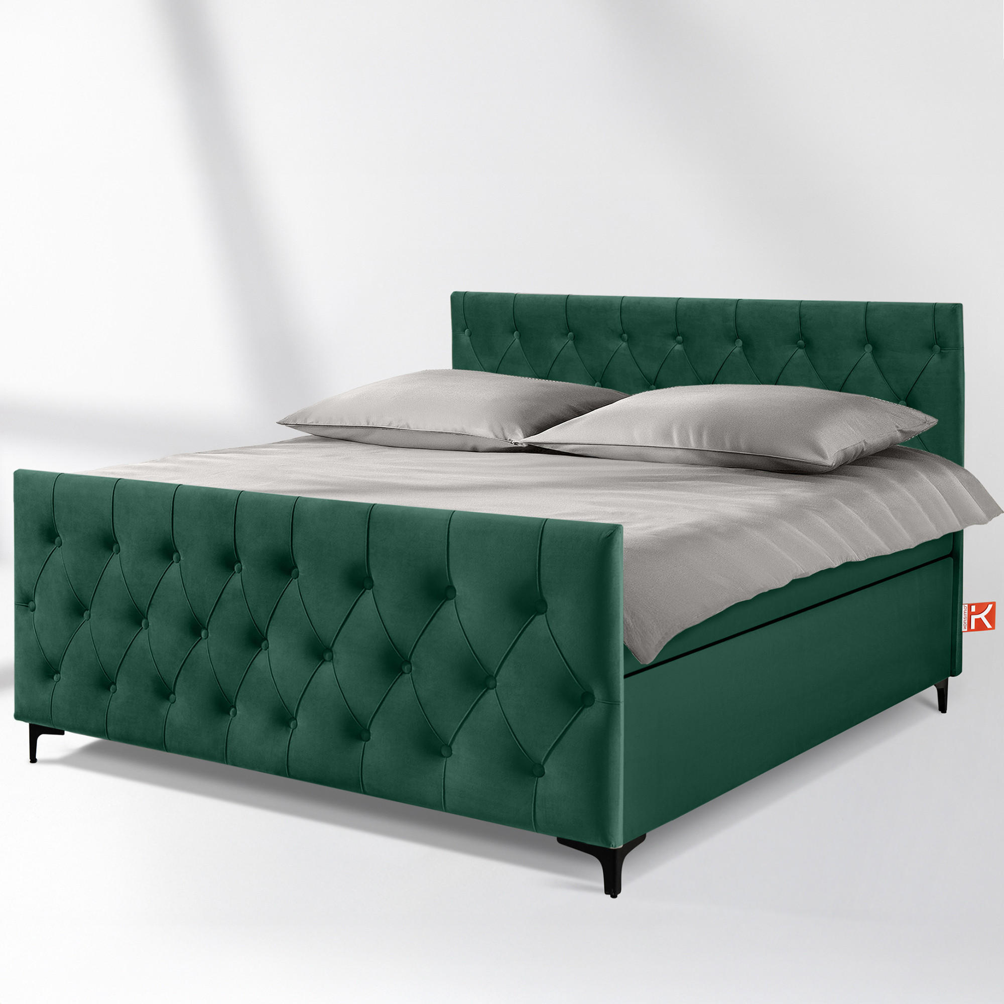 POLSTERBETT ARDEA, Dunkelgrün - Dunkelgrün/Schwarz, Holz/Holzwerkstoff (160/200cm) - KONSIMO®