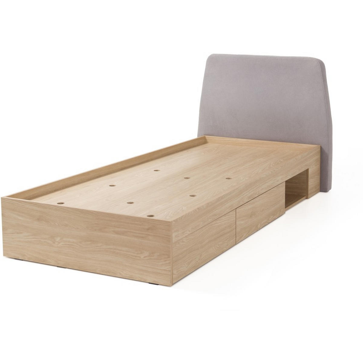 JUGENDBETT Alex mit 2 Schubladen, 90x200 cm, Sandbeige - Beige/Schwarz, Holzwerkstoff (90/200cm) - Beautysofa