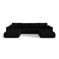 WOHNLANDSCHAFT ARDEN-U Samt mit Schlaffunktion und Bettkasten SCHWARZ - Schwarz, Textil (384/85/175cm) - Luxkor24