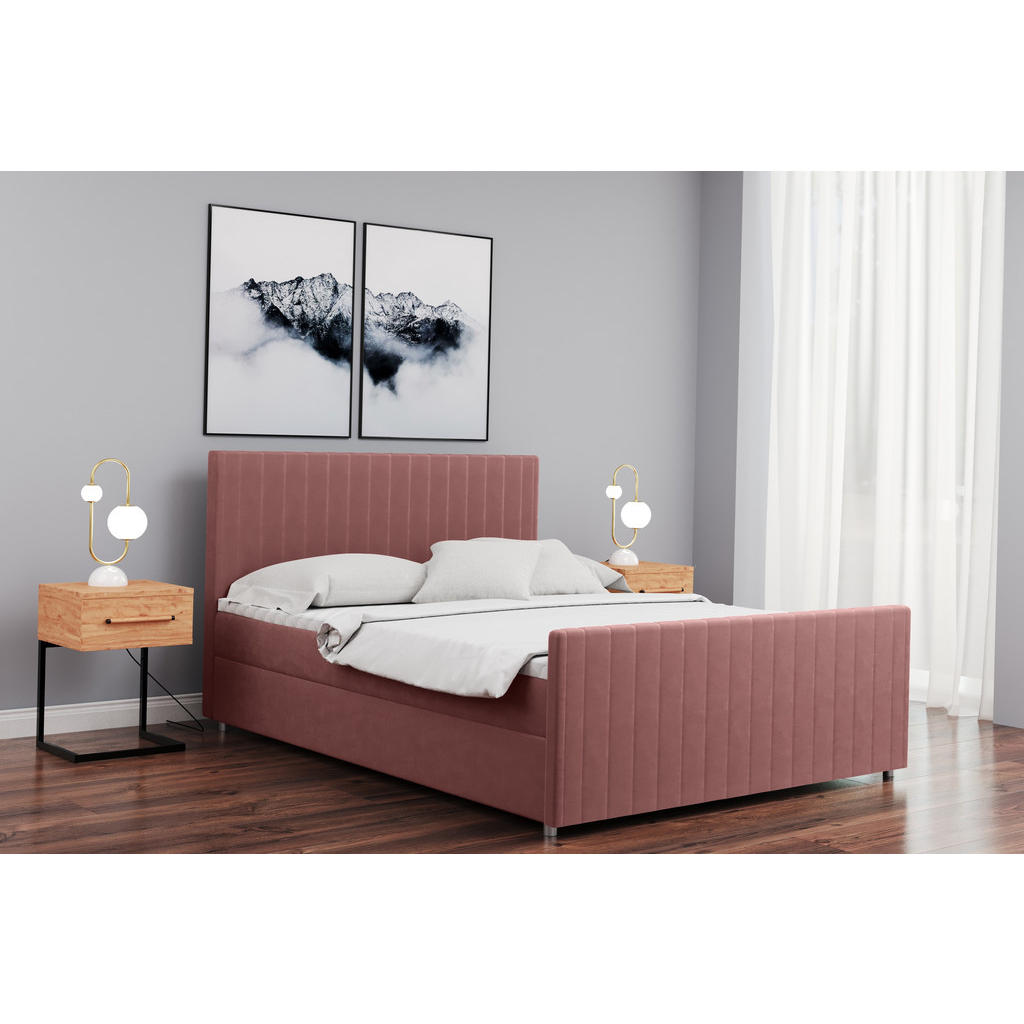 Thumbnail - Kaiser Möbel Boxbett, Rosa, Textil, 2 Schubladen, H3, Höhe ca. 20 cm, einzeln stellbar,Rechteckig, 140x200 cm, Schlafzim...