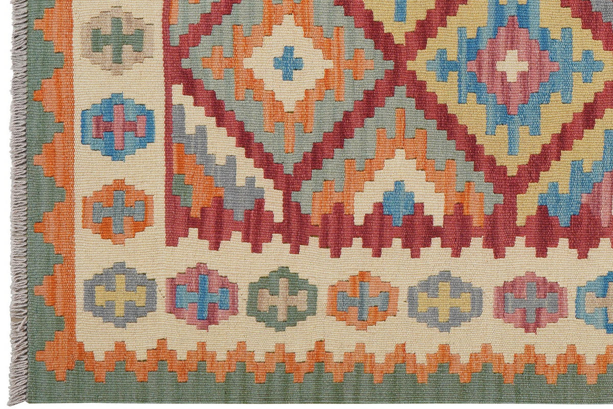 HANDWEBTEPPICH Kelim Gashgai Rot 190/128 cm Schurwolle - Rot, Textil (128/190cm) - Looma