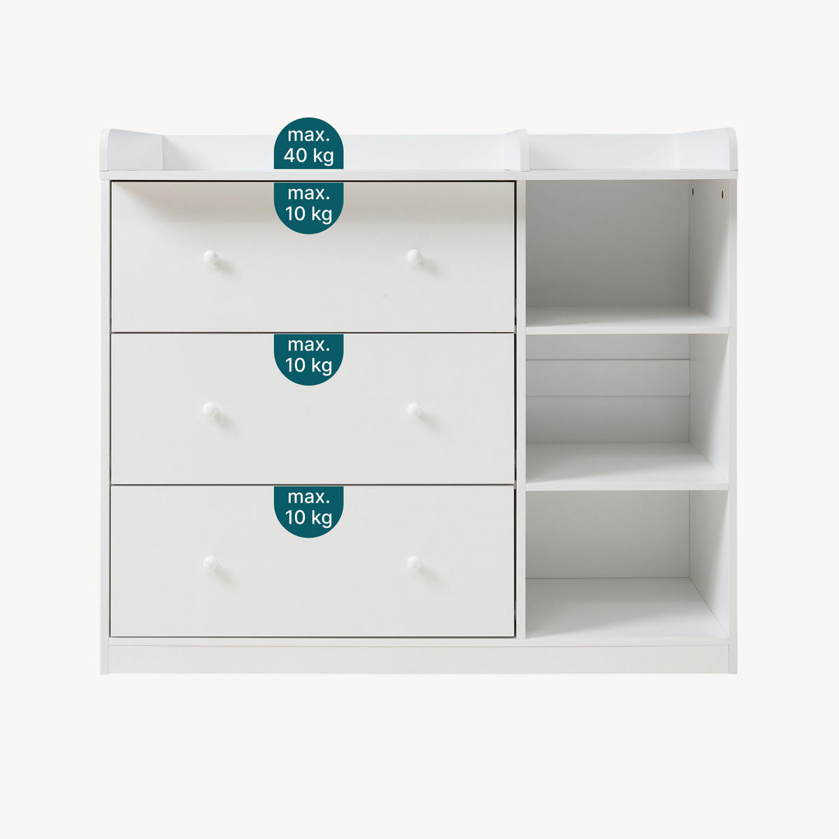 WICKELKOMMODE Beldinupp - Weiß, Holzwerkstoff (55/93/110cm) - [en.casa]