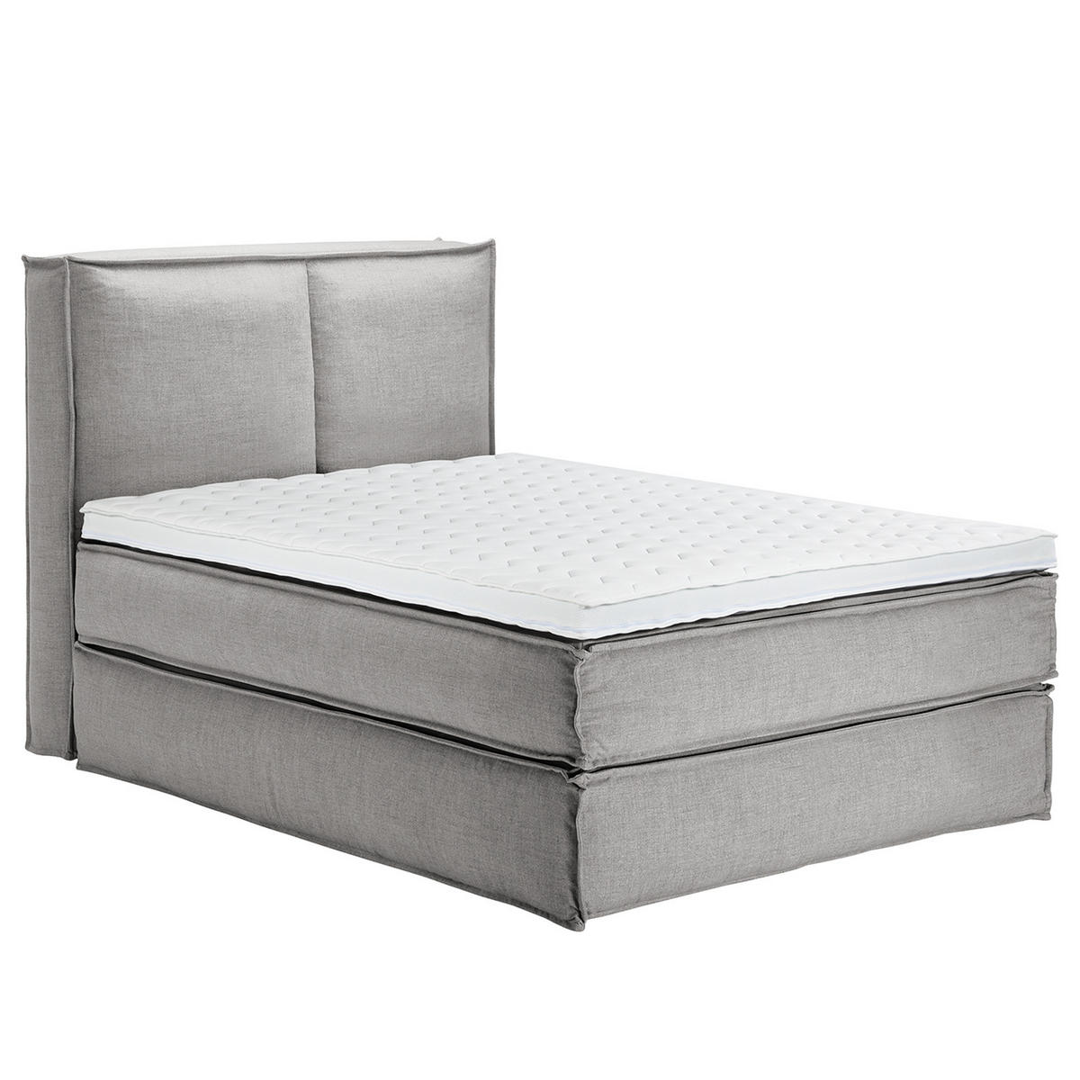 BOXSPRINGBETT mit Kopfteil - Premium - Grau, Textil (140/200cm) - home24