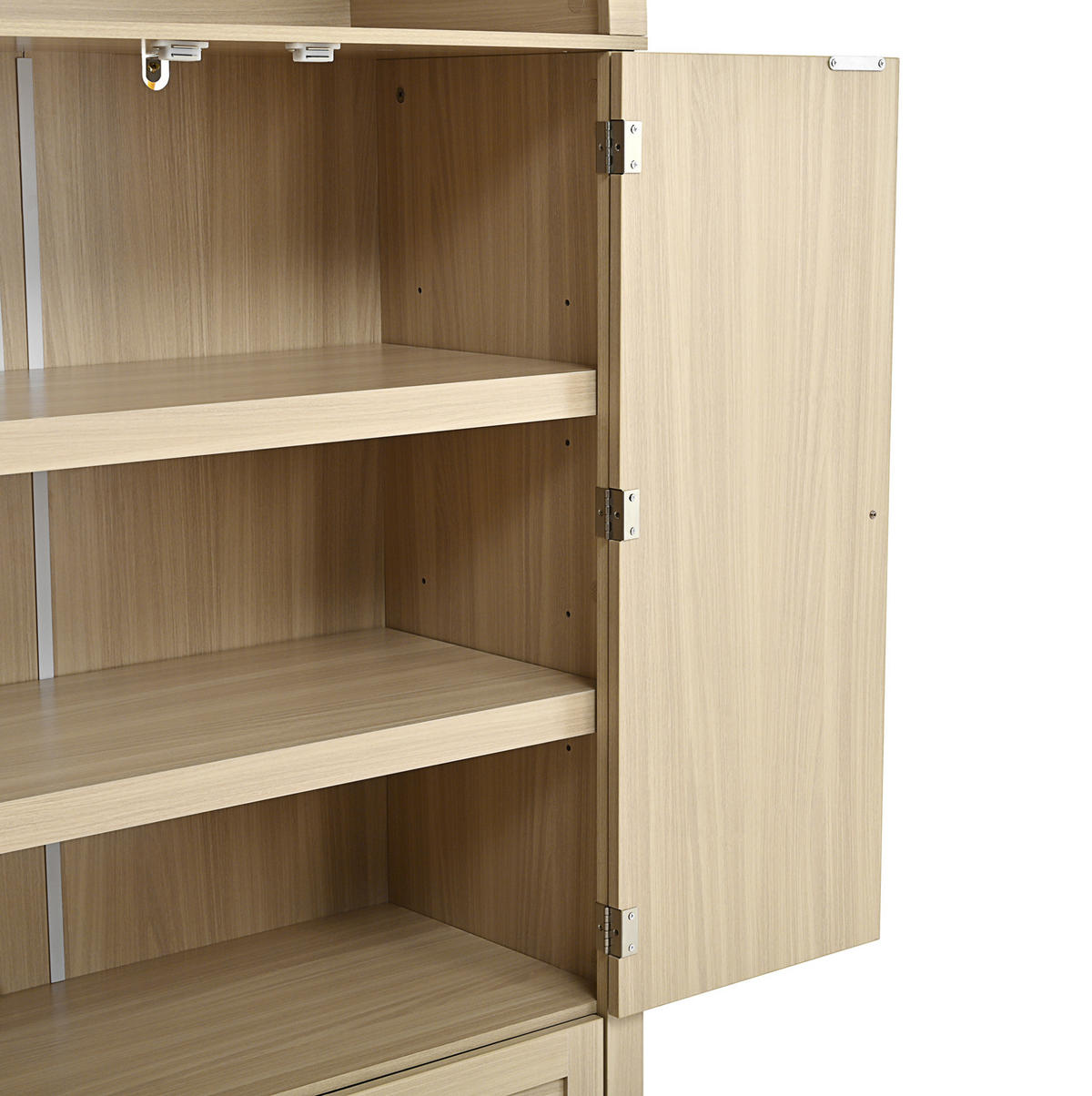 KOMMODE aus MDF 80x40x180cm in Eiche mit Rattantür & Haken - Eichefarben, Holzwerkstoff (80/180/40cm) - Modfu
