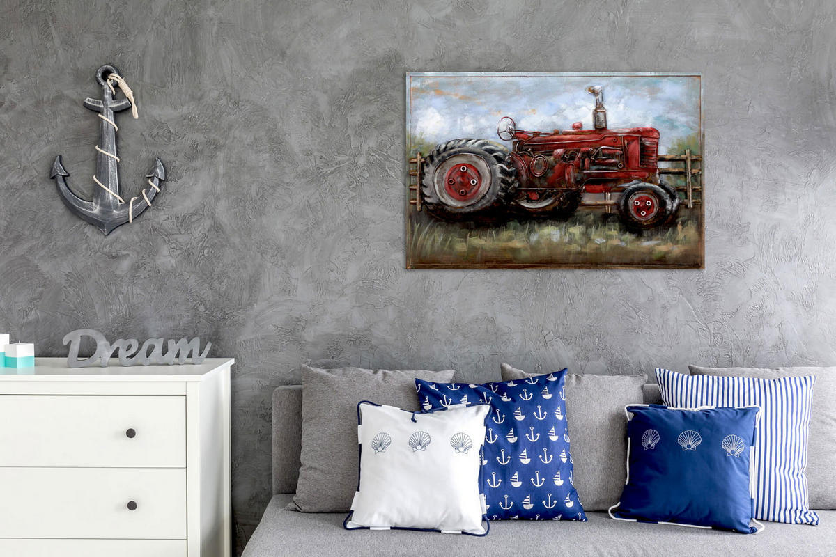 METALLBILD Blau 90/60 cm - Blau/Rot, Metall (3.01/60cm) - KUNSTLOFT