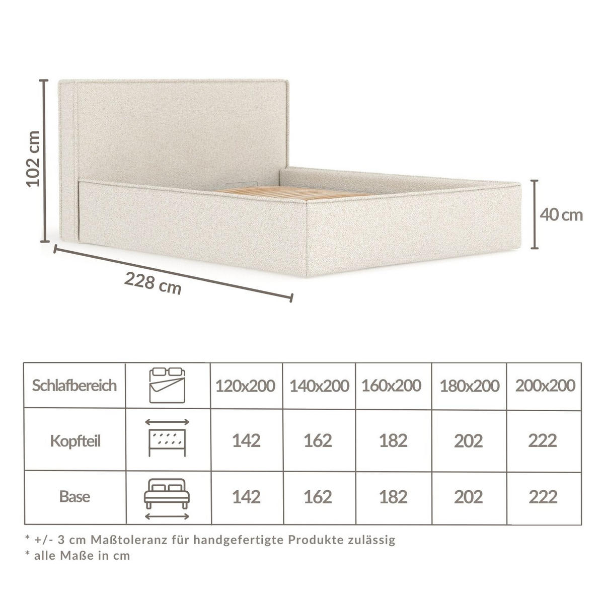 POLSTERBETT Lounge Beige 120/200 cm im Plüschstoff - Beige/Naturfarben, Holz/Holzwerkstoff (120/200cm) - Maison de Reve