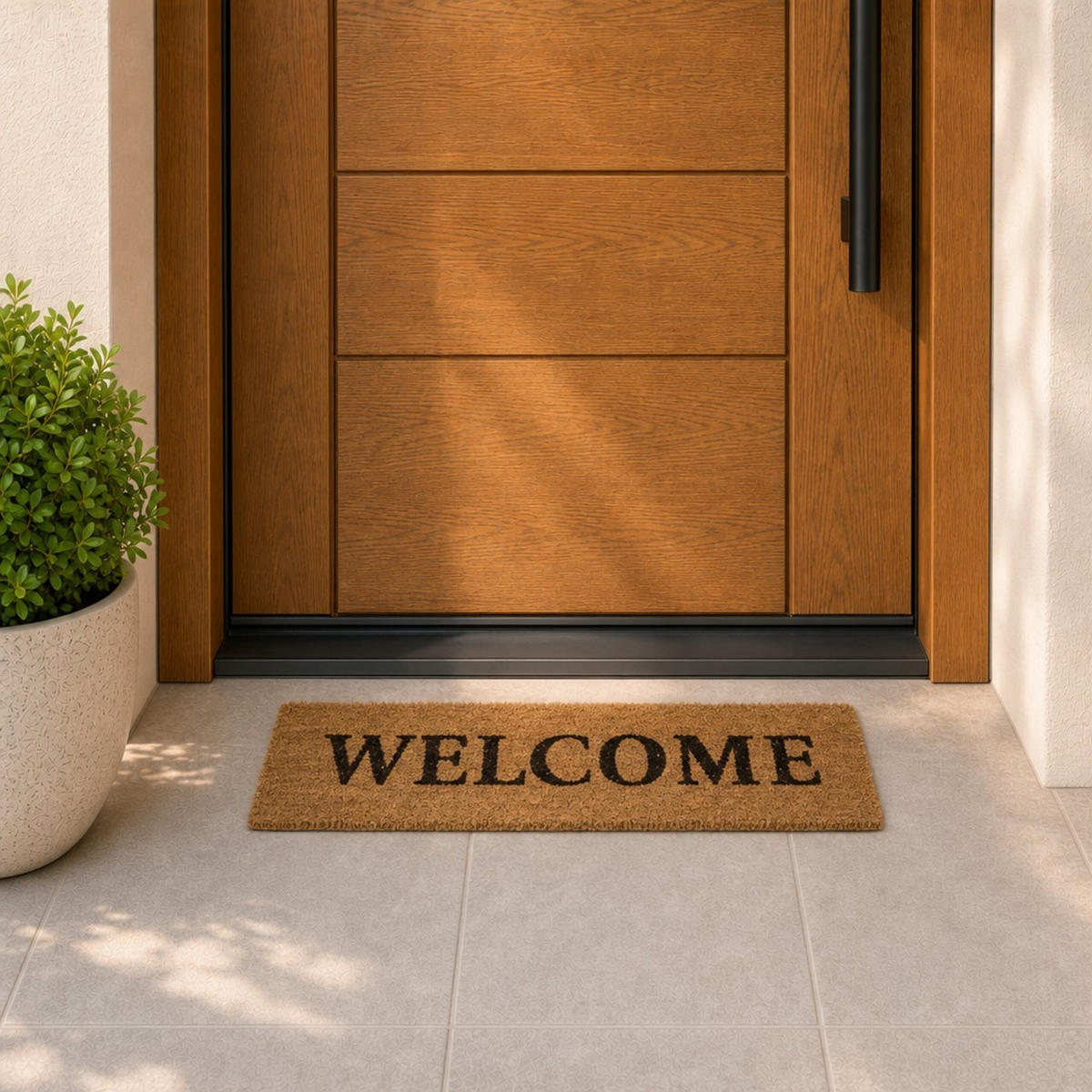 FUSSMATTE Natur Kokos WELCOME 75x25 cm - Hellbraun, Kunststoff/Textil (75/25cm) - Relaxdays