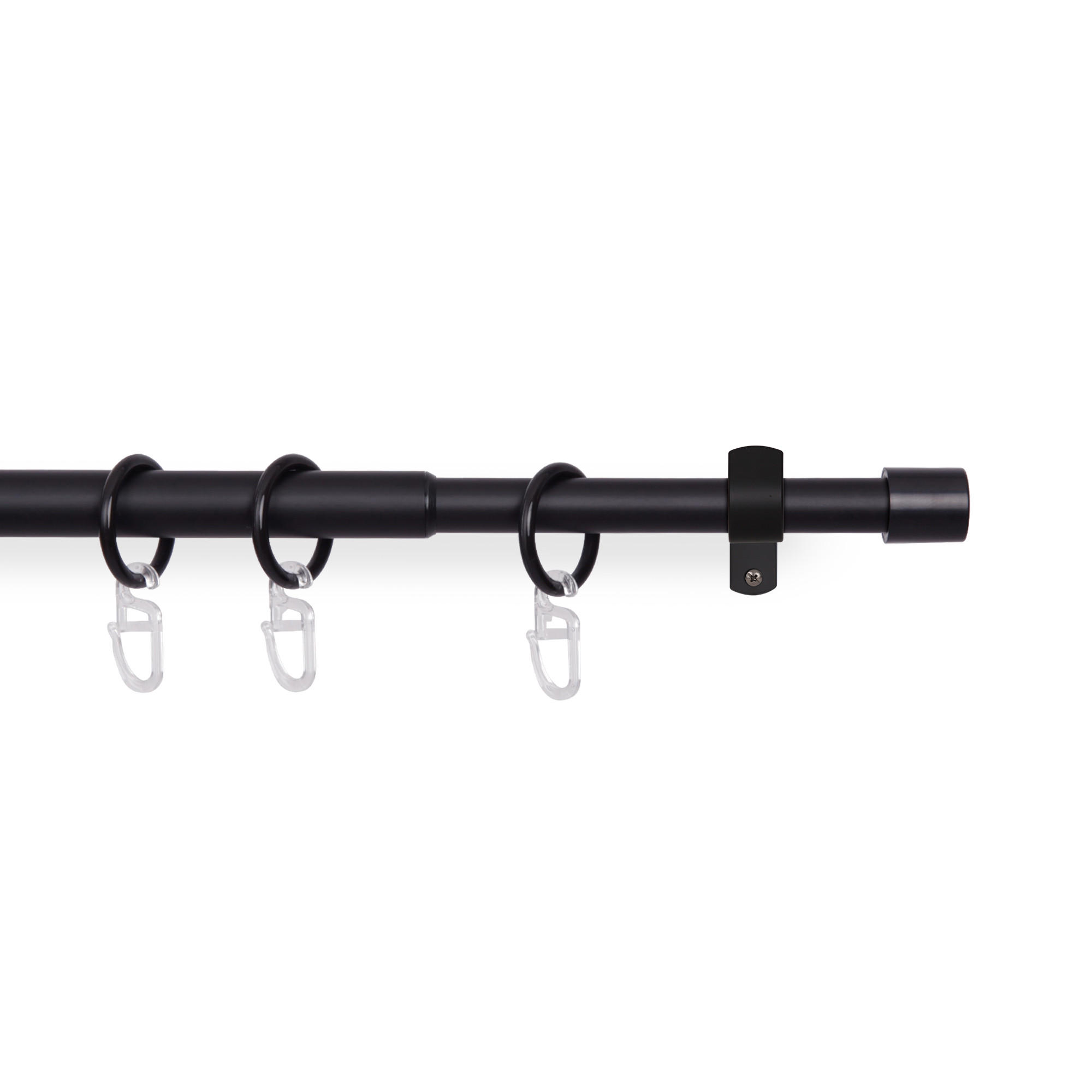 RUNDSTANGENGARNITUR ausziehbar 120-220 cm Schwarz - Schwarz, Metall (2/120cm)