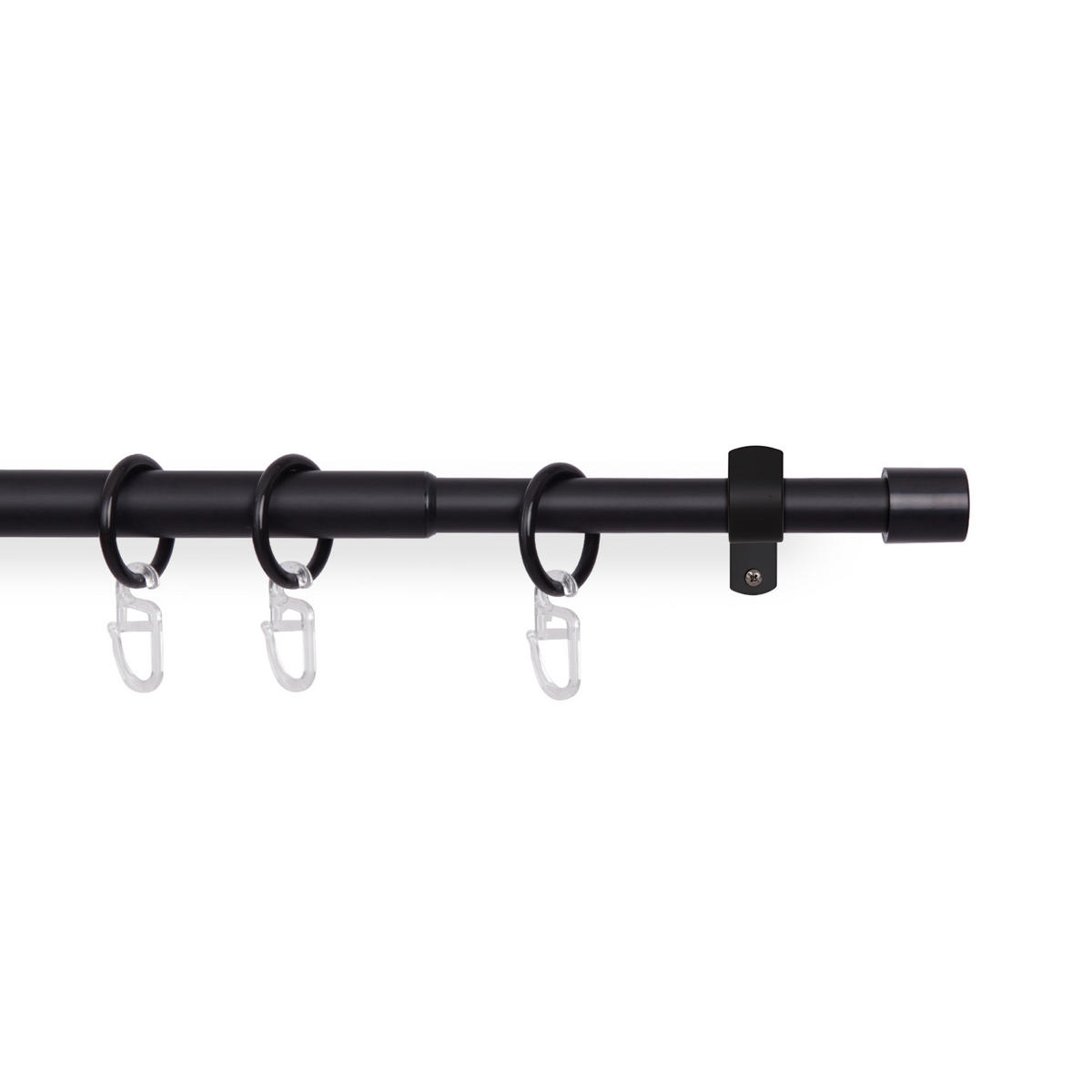 RUNDSTANGENGARNITUR ausziehbar 120-220 cm Schwarz - Schwarz, Metall (2/120cm)