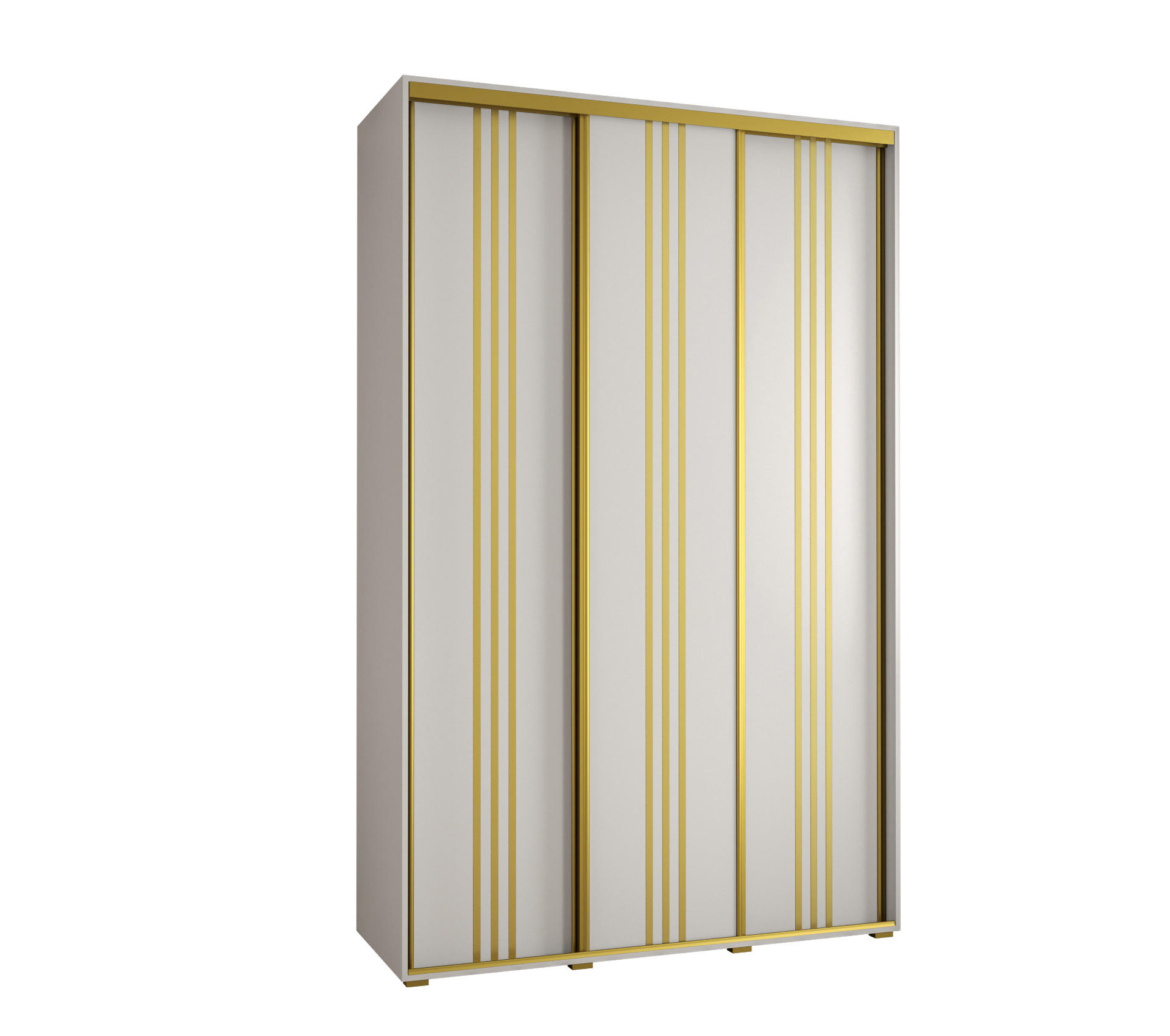 Abiks Möbel Schwebetürenschrank Weiß, Weiß, Gold 160x235x60 cm