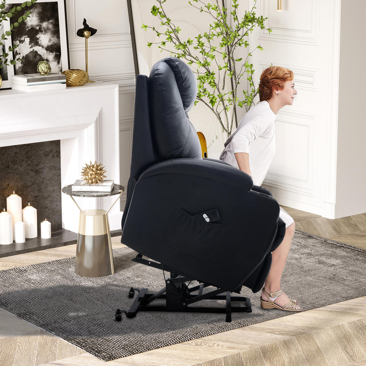 SESSEL mit Aufstehhilfe, Schwarz - Schwarz, Kunststoff (92/109/84cm) - HOMCOM