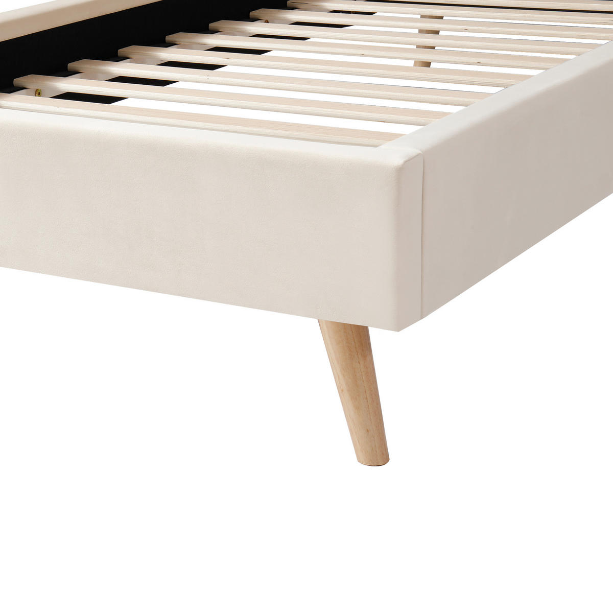 POLSTERBETT 90/200 cm beige aus Samt mit höhenverstellbarem Kopfteil - Beige, Textil (90/200cm) - OKWISH
