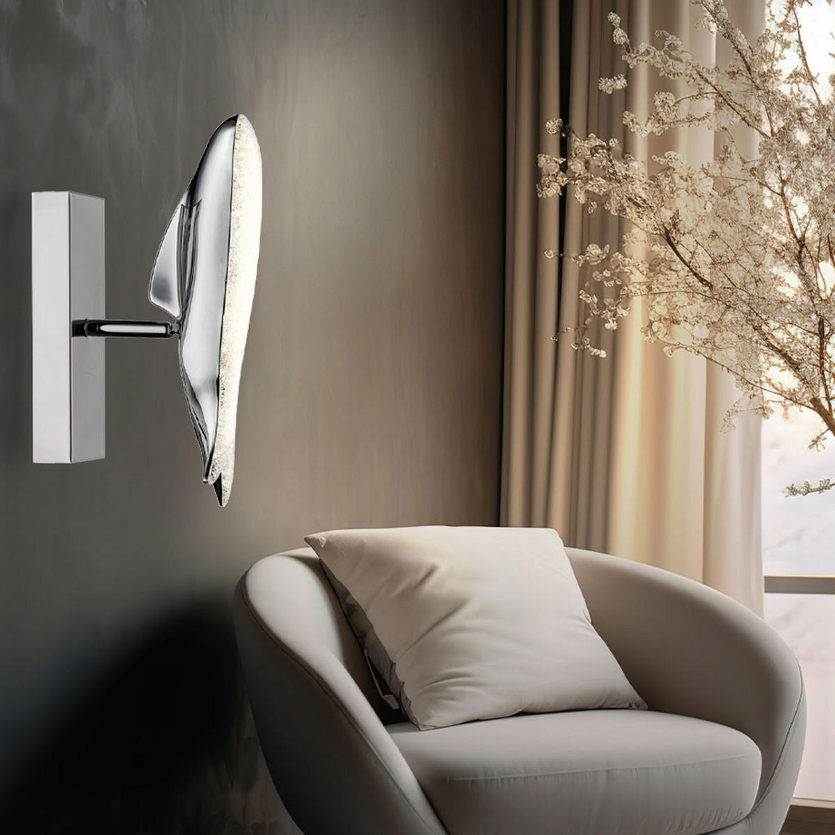 LED WANDLEUCHTE Preston Chrom Silber - Silberfarben, Metall (6/23.5/13cm) - Globo Lighting