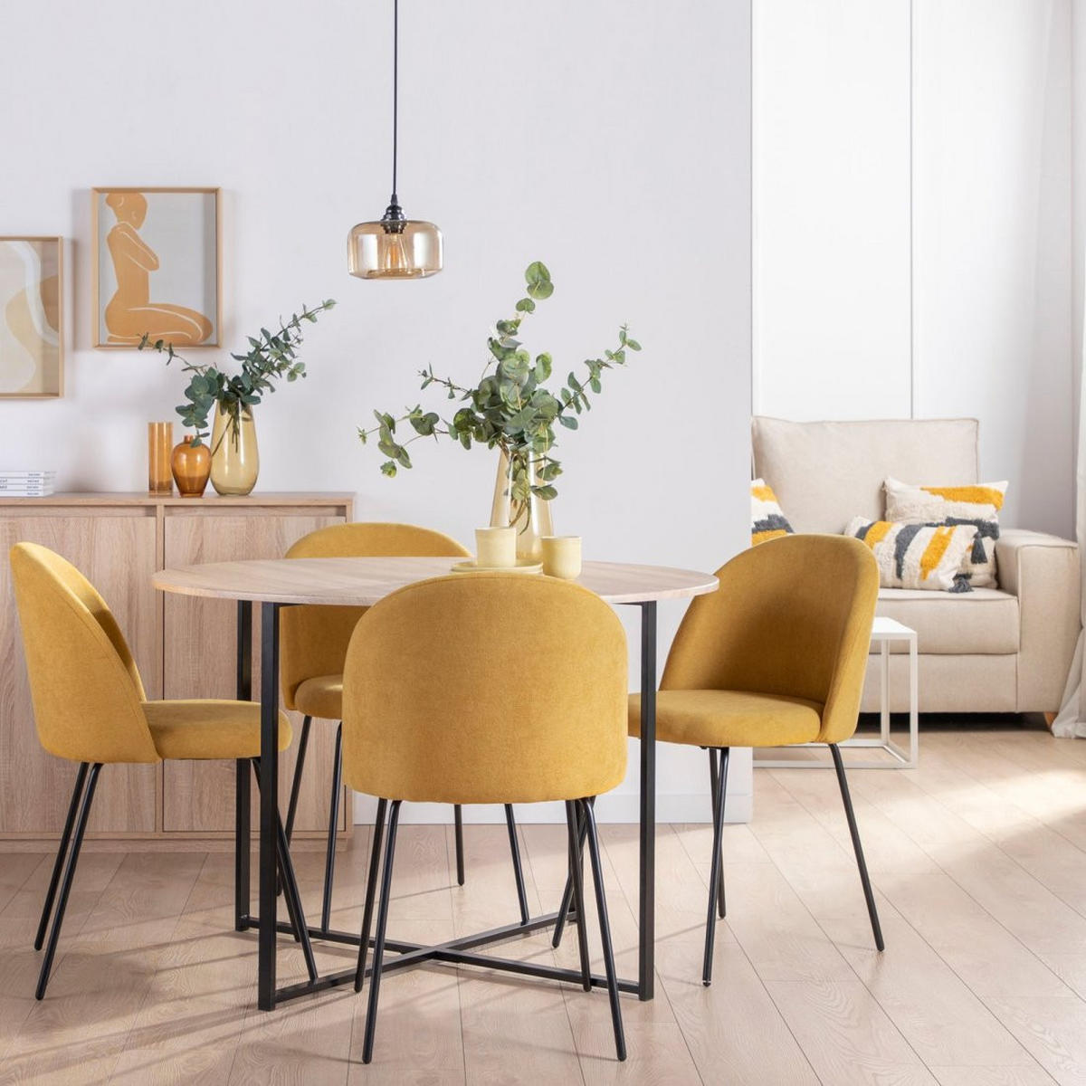 ESSZIMMERSTUHL Olivia Senf / Gelb 48 cm x 81 cm - Dunkelgelb, Textil (48/81/53cm)