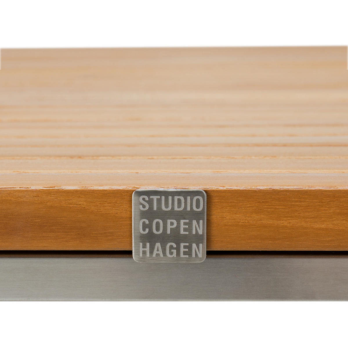 COUCHTISCH - Teak massiv / Edelstahl - Silberfarben/Braun, Holz/Metall (70/120/42cm) - home24