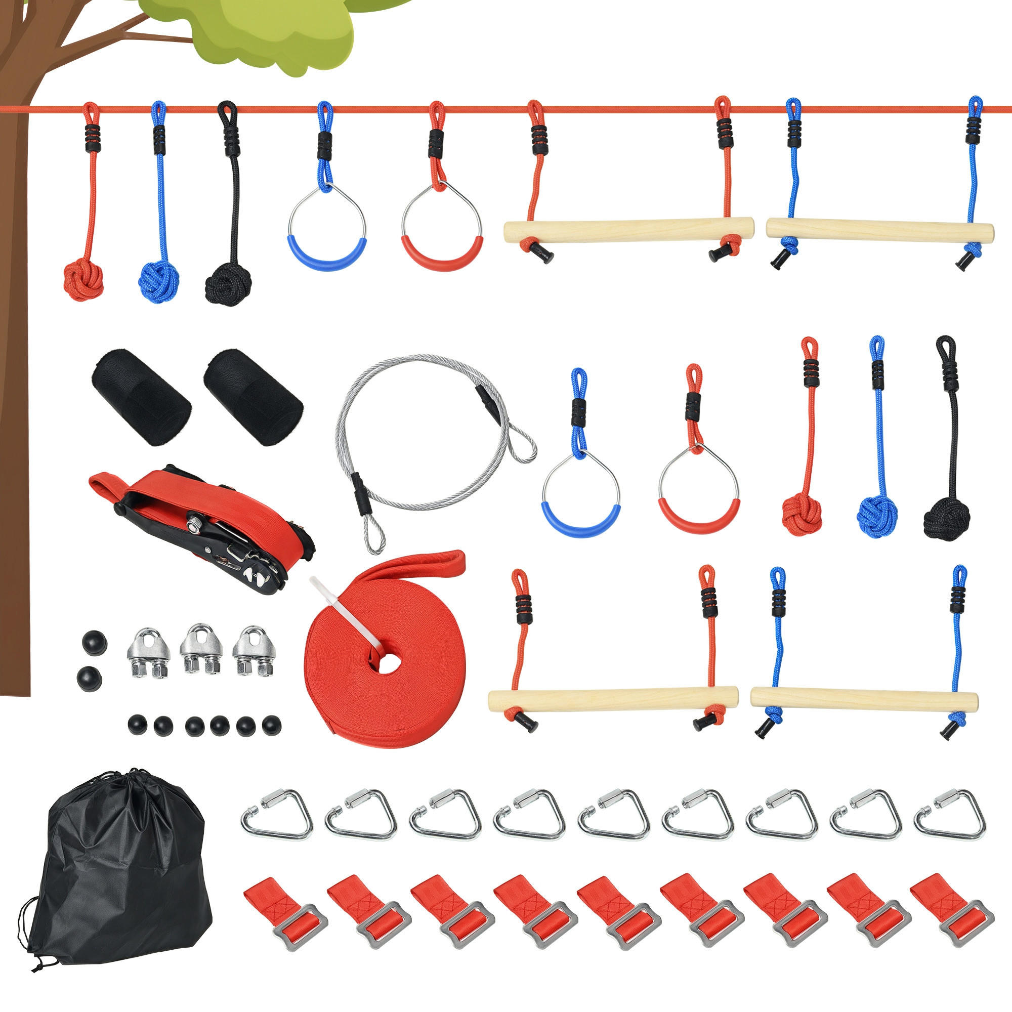 ComfortXL Ninja-Hindernisparcours Mehrfarbig 40x1000 cm