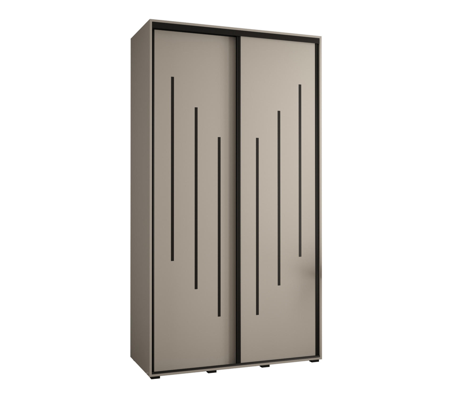 SCHWEBETÜRENSCHRANK 235,2/130/60 2-türig - Kaschmir/Schwarz, Holz/Metall (130/235.2/60cm) - MÖBEL KRYSPOL