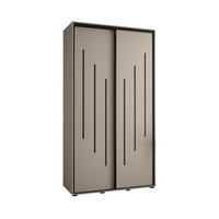 SCHWEBETÜRENSCHRANK 235,2/130/60 2-türig - Kaschmir/Schwarz, Holz/Metall (130/235.2/60cm) - MÖBEL KRYSPOL