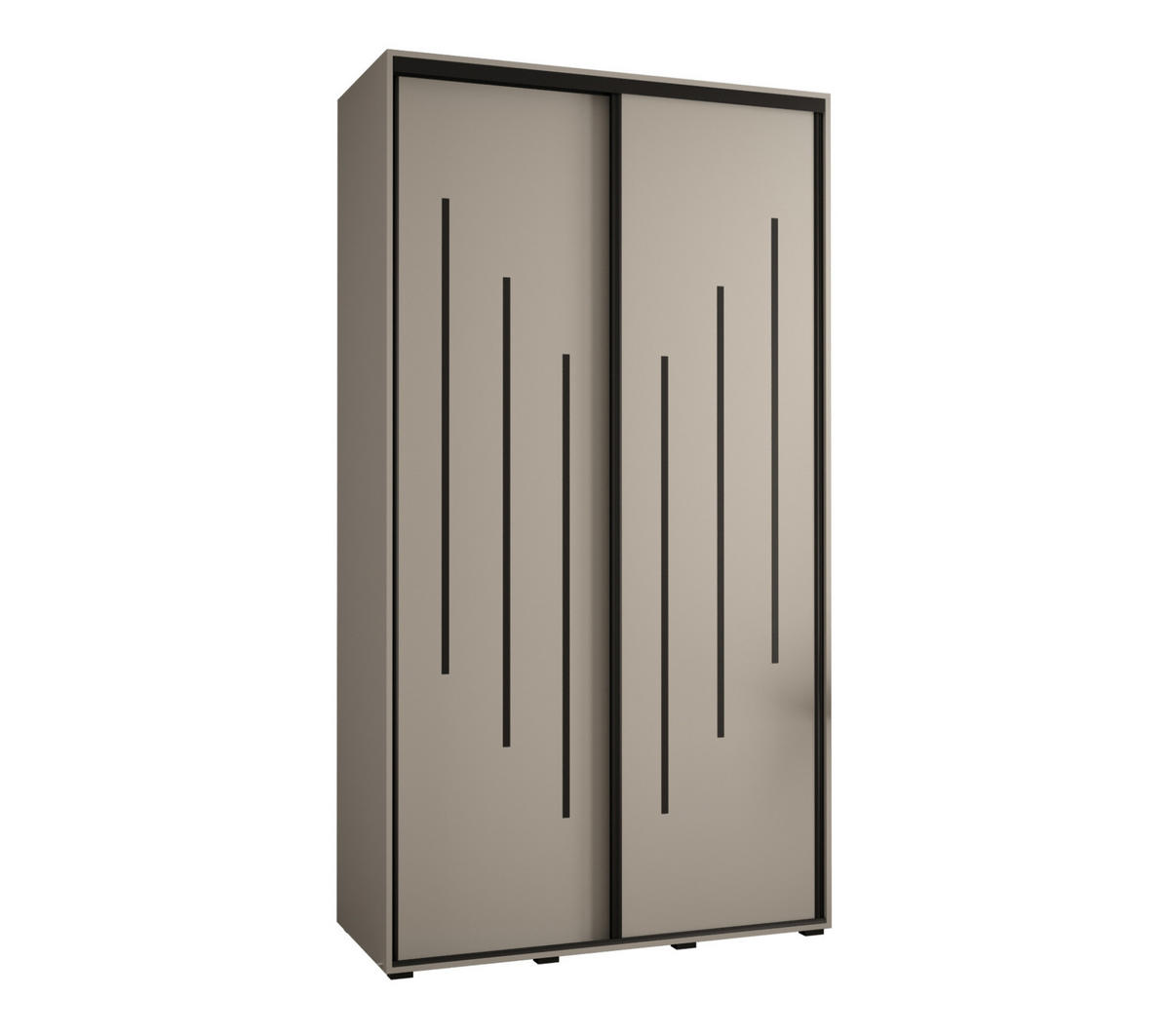 SCHWEBETÜRENSCHRANK 235,2/130/60 2-türig - Kaschmir/Schwarz, Holz/Metall (130/235.2/60cm) - MÖBEL KRYSPOL