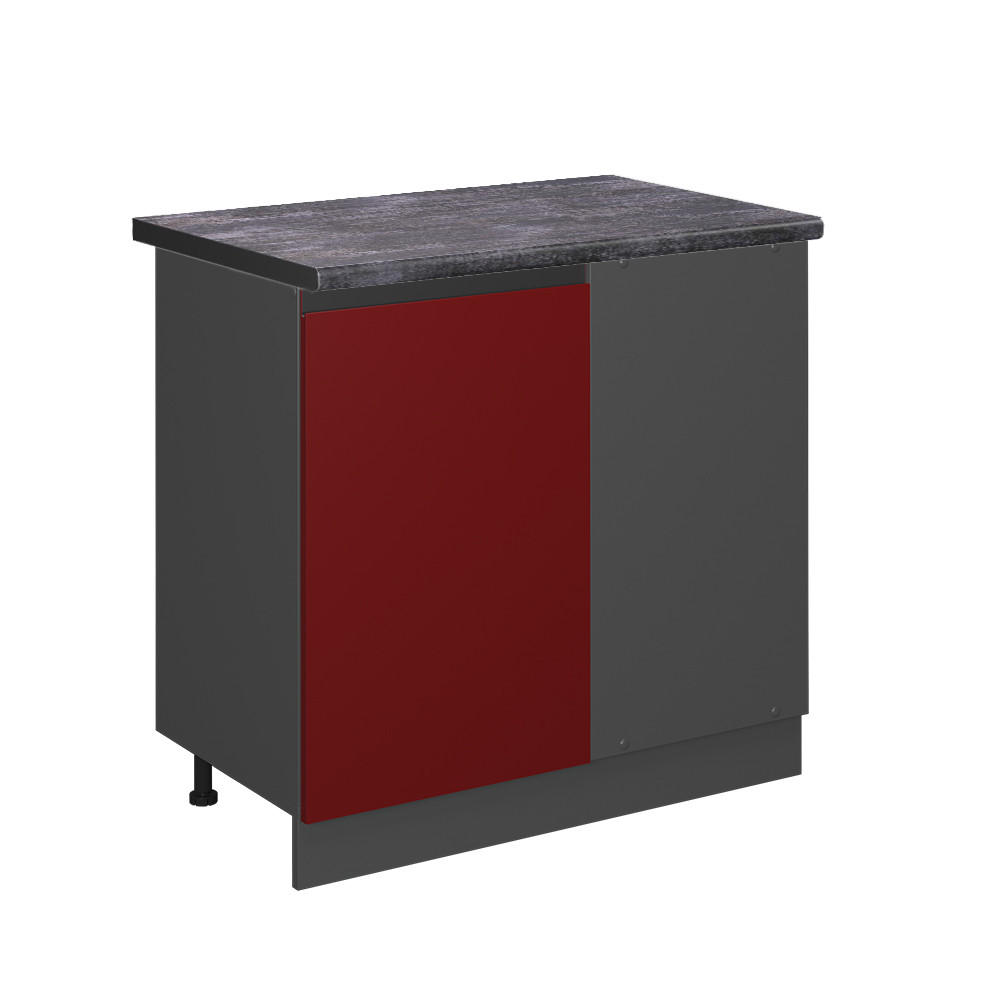 ECKUNTERSCHRANK R-Line Rot 86 cm, AP Anthrazit - Anthrazit/Rot, Holzwerkstoff (86/81.6/60cm) - Vicco
