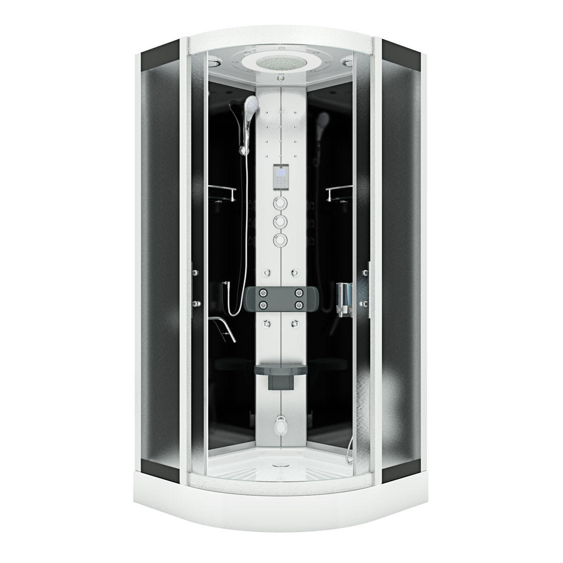 DAMPFDUSCHE Duschkabine D58-23M3-EC sw 100x100 - Schwarz, Glas/Kunststoff (100/100/215cm) - AcquaVapore by Sandra Jentho