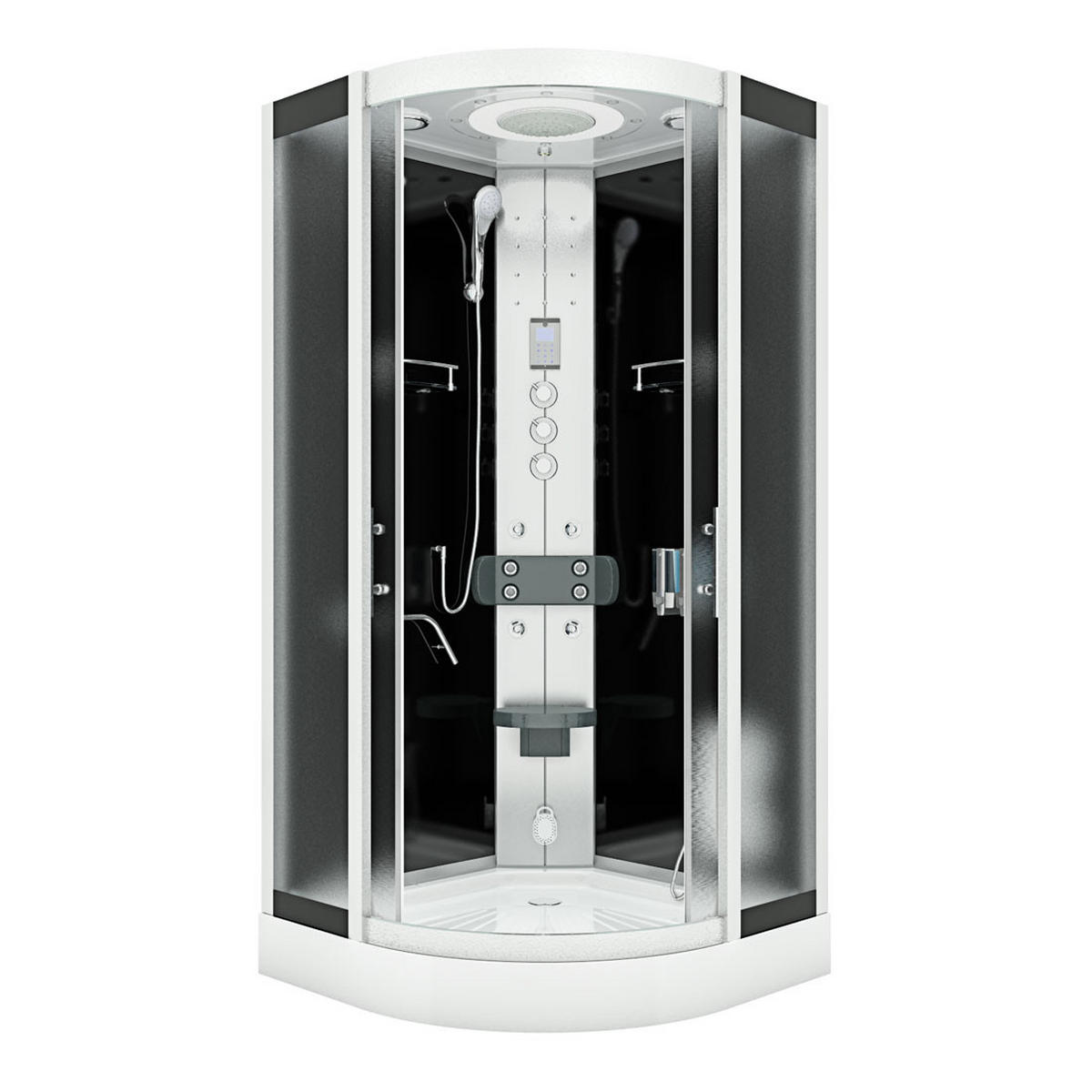 DAMPFDUSCHE Duschkabine D58-23M3-EC sw 100x100 - Schwarz, Glas/Kunststoff (100/100/215cm) - AcquaVapore by Sandra Jentho