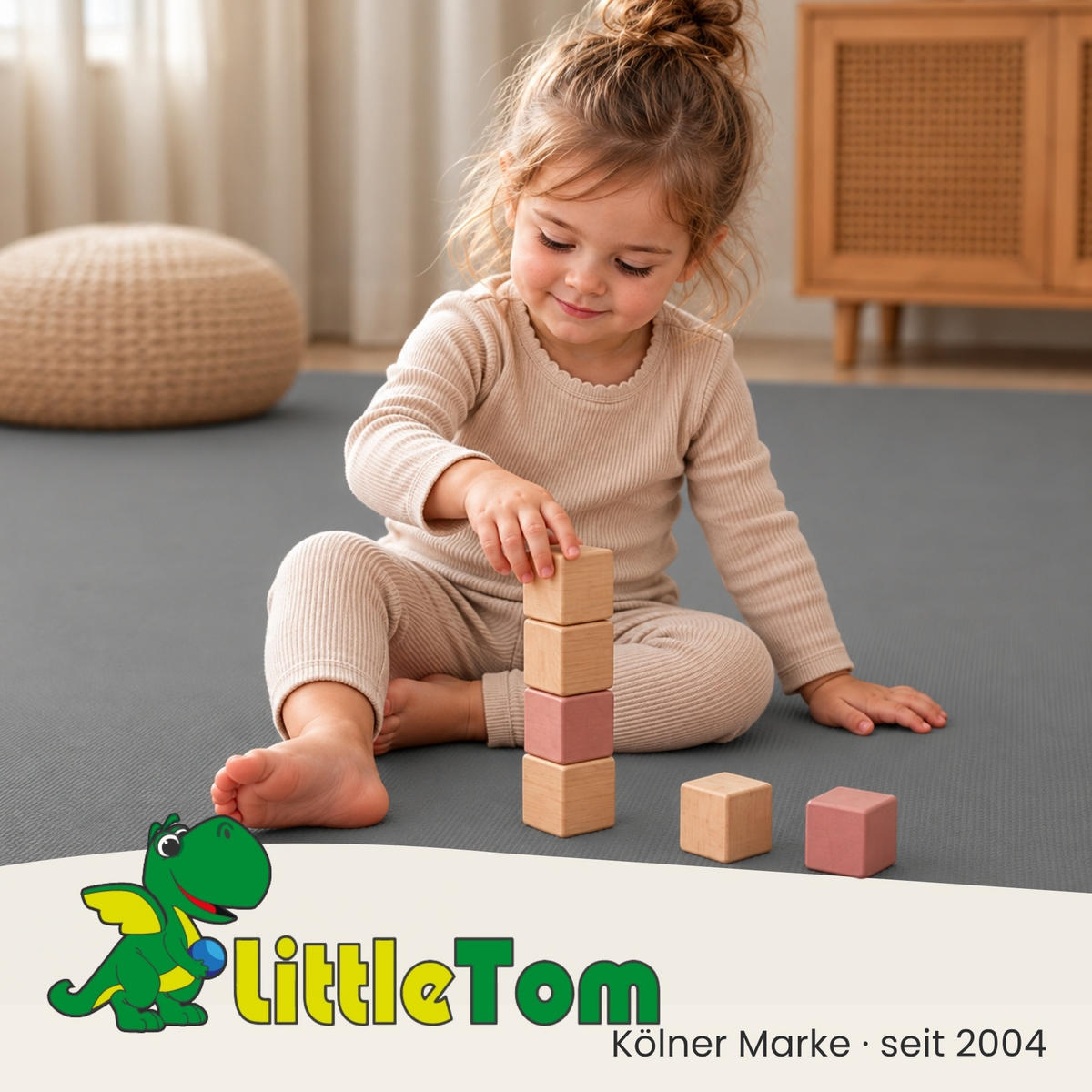SPIELMATTE Uni - 50x50x1 cm - Puzzlematte Grau - Grau, Kunststoff (50/50cm) - Littletom