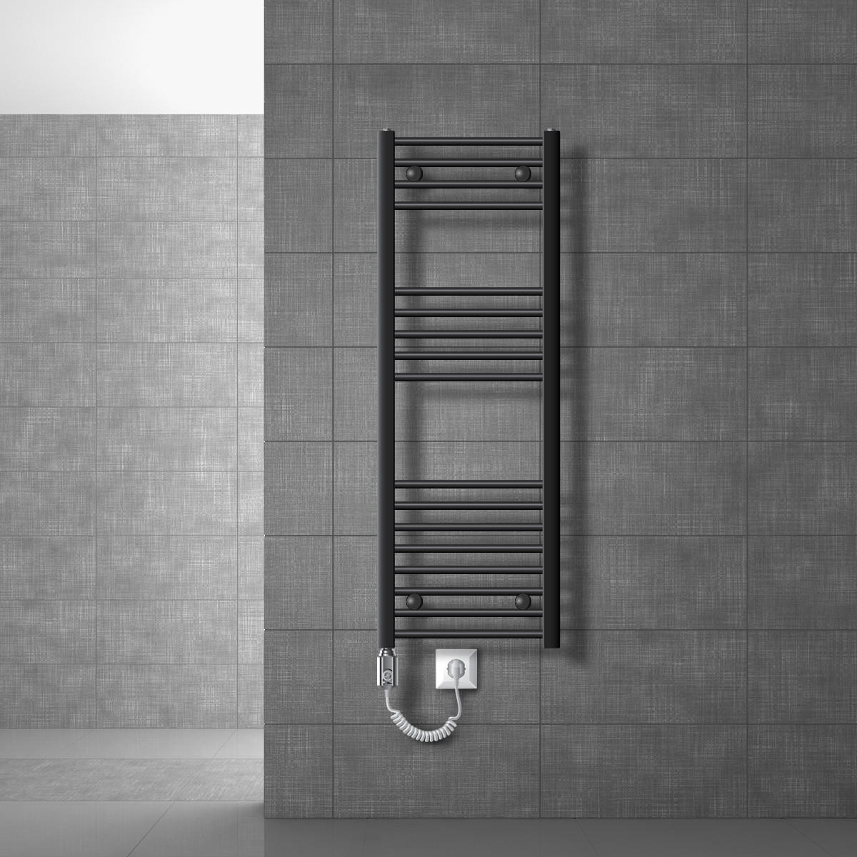 BADHEIZKÖRPER elektrisch Sahara 400x1200 mm Anthrazit gerade mit Heizstab 900W - Anthrazit, Metall (3/120/40cm) - LuxeBath