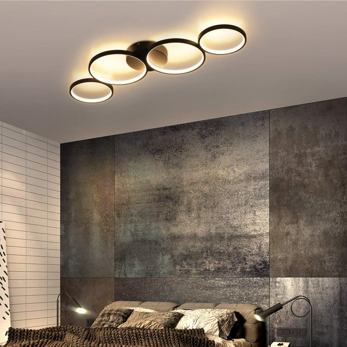 LED-DECKENLEUCHTE Luftblase 88/31/5.7 cm - Schwarz, Metall (88/31/5.7cm) - Nettlife