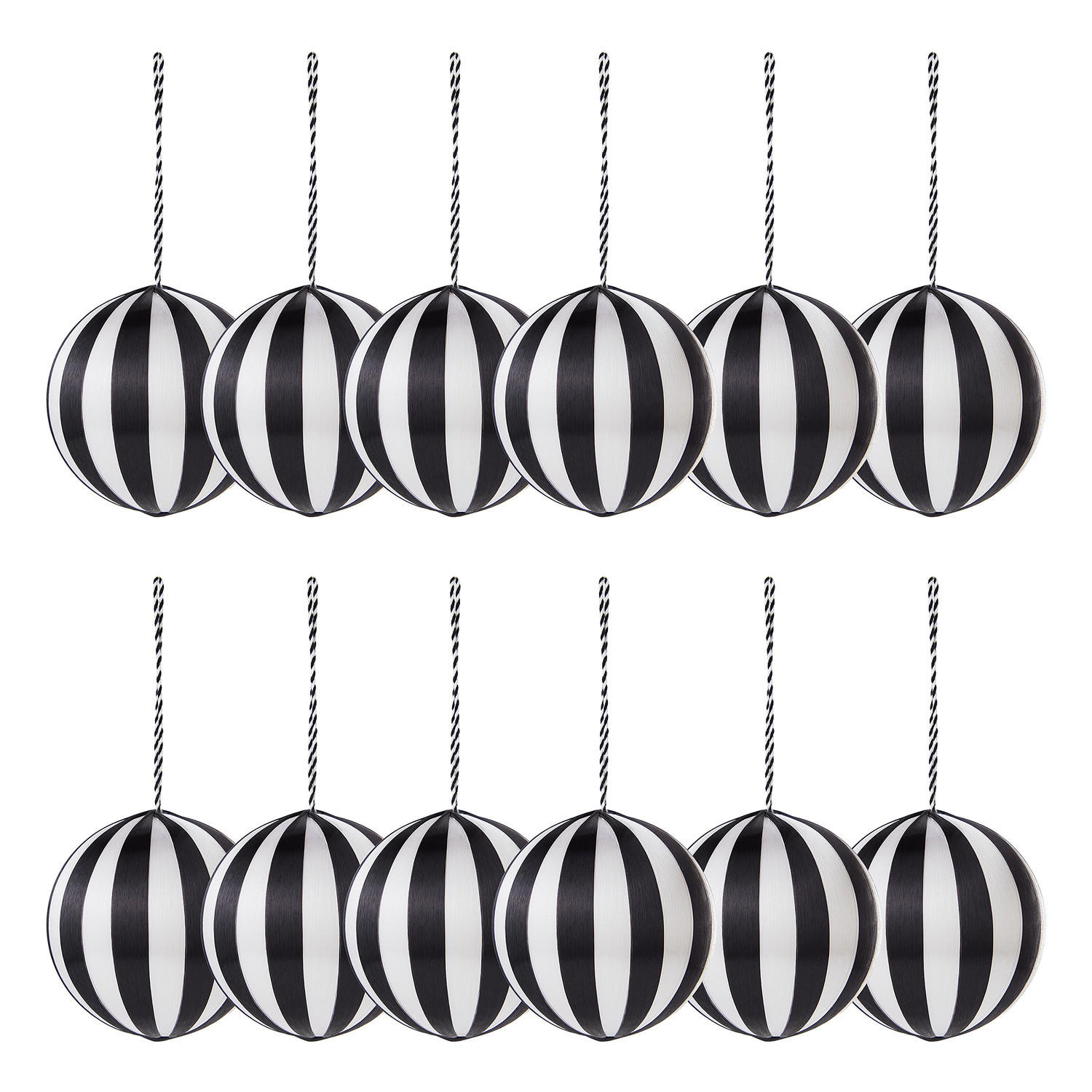 WEIHNACHTSBAUMKUGEL Hang On mit Faden - Schwarz/Weiß, Kunststoff (7/8/7cm) - Butlers