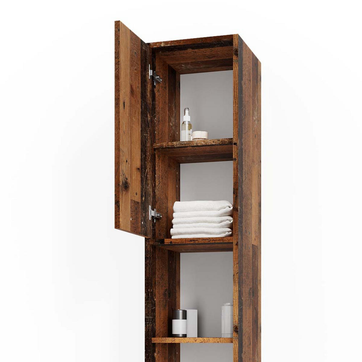 BADMÖBEL-SET Kiko Eiche rustikal 3 Teile, mit Hochschrank - Wildeiche, Holzwerkstoff (58/60/33cm) - Vicco