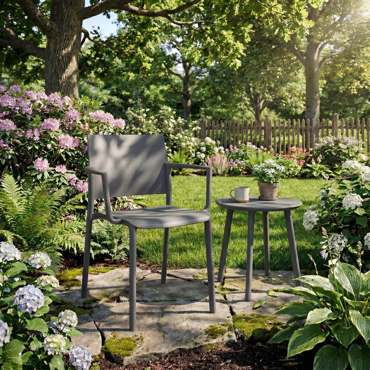 GARTENSTUHL Kunststoff Dunkelgrau - Dunkelgrau, Kunststoff (57/81/52cm) - CLP