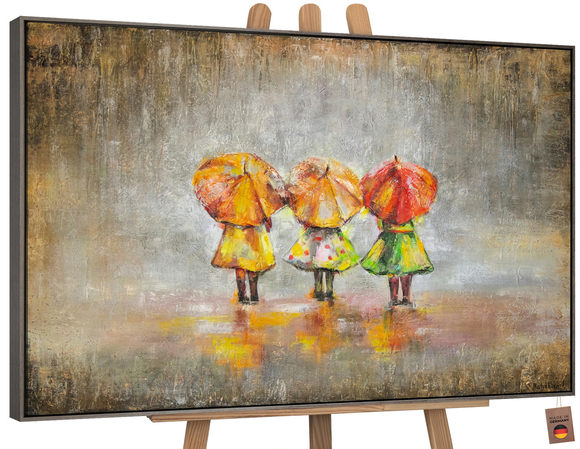 GEMÄLDE Sommerregen Schattenfugenrahmen Grau 120x80 cm - Grau, Holz (120/80cm) - YS-art gallery