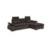 ECKSOFA mit Schlaffunktion und verstellbaren Armlehnen - Chromfarben/Dunkelbraun, Kunststoff/Textil (170/268cm) - ed exciting design