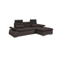 ECKSOFA mit Schlaffunktion und verstellbaren Armlehnen - Chromfarben/Dunkelbraun, Kunststoff/Textil (170/268cm) - ed exciting design